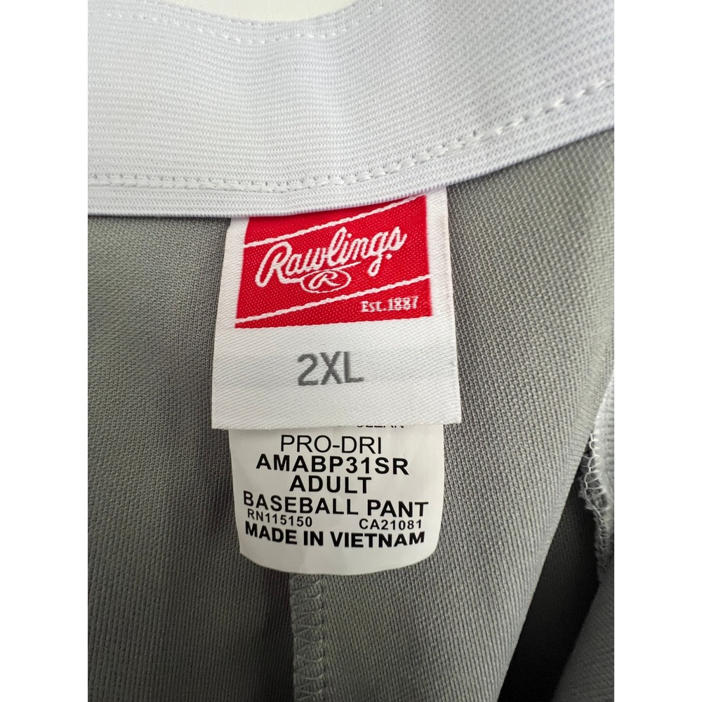 Rawlings Mens 2XL Baseball Pants NWT Gray Semi-Relaxed Fit Pro-Dri Softball - Picture 8 of 9